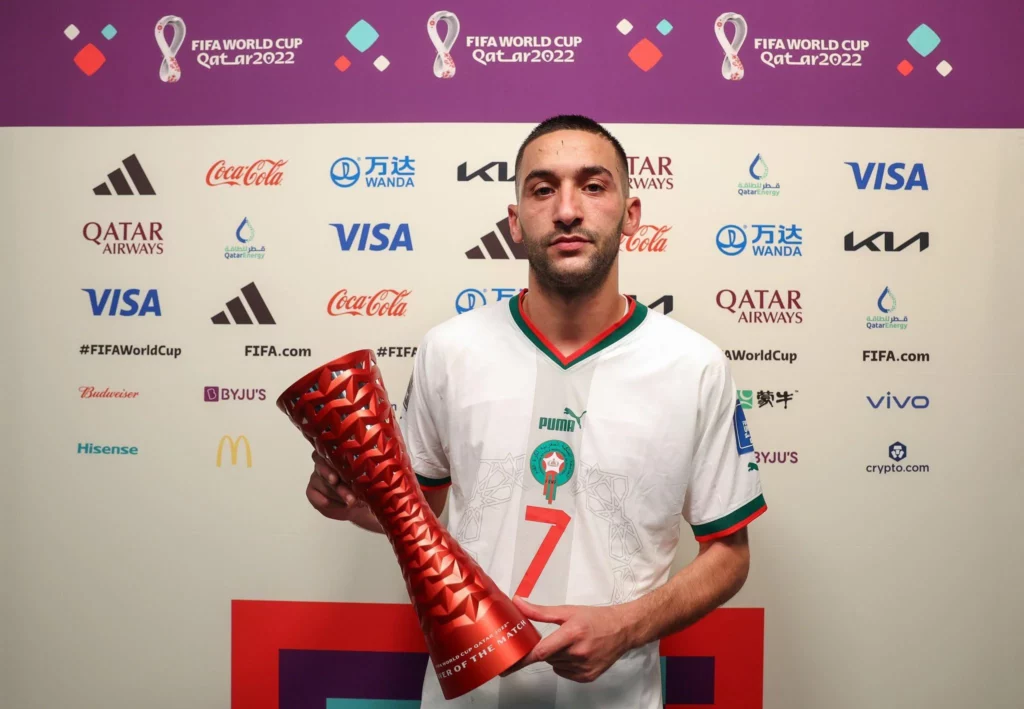 وصل حكيم زياش مع المغرب إلى نصف نهائي كأس العالم